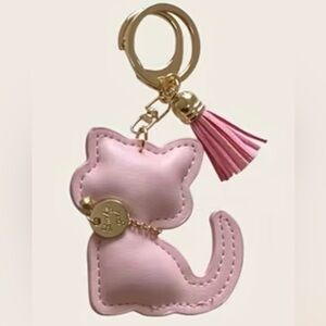 Cat Keychain with Pink w/Gold Accents, NEW